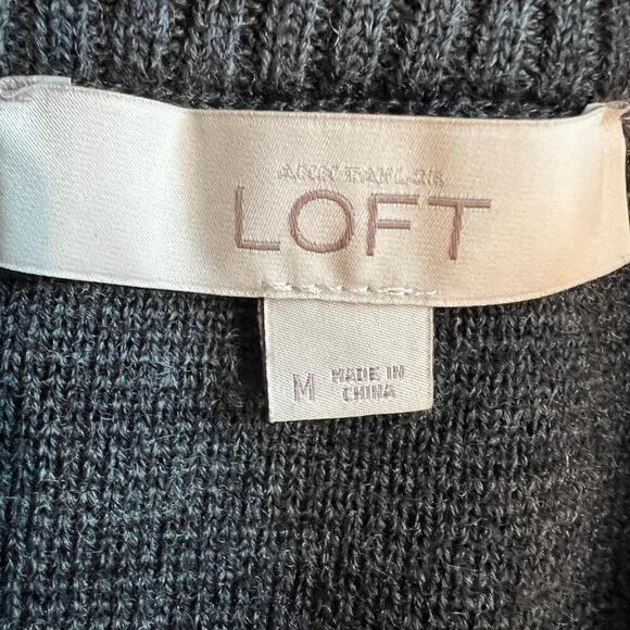 Ann Taylor LOFT Black & Gray Merino Wool Blend Sweater Skirt Zippers Size M NWOT - Picture 3 of 7